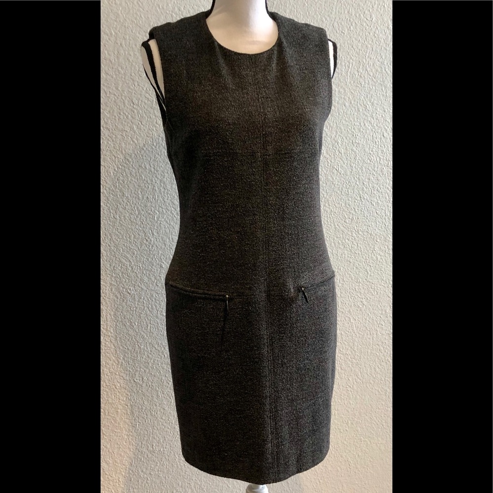 Escada Classic Wool Sheath Grey Textured Material